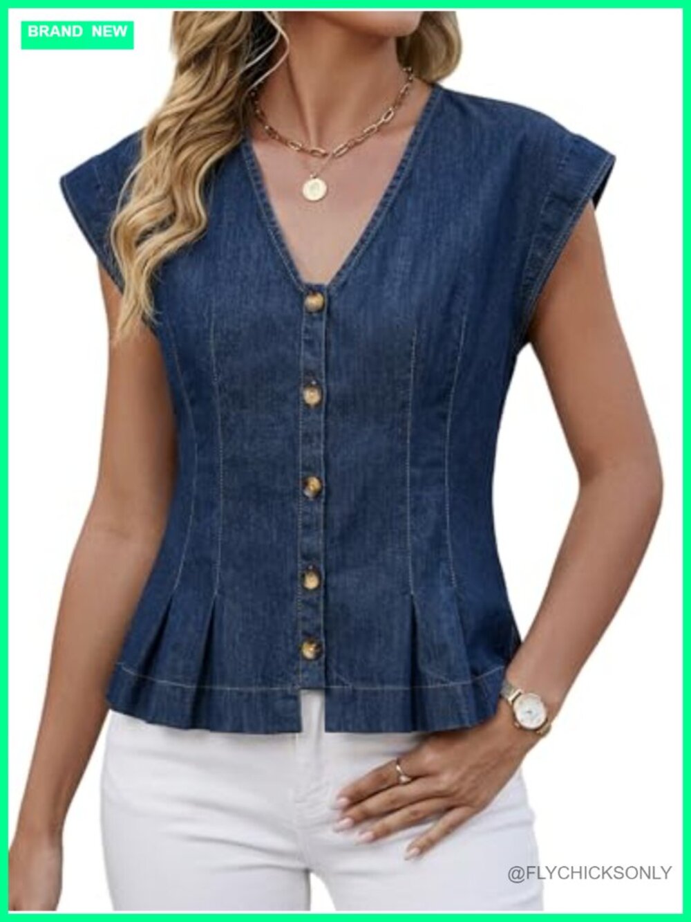 Womens 100% Cotton V Neck Cap Sleeve Crop Tank Top Button Down Shirt Trendy